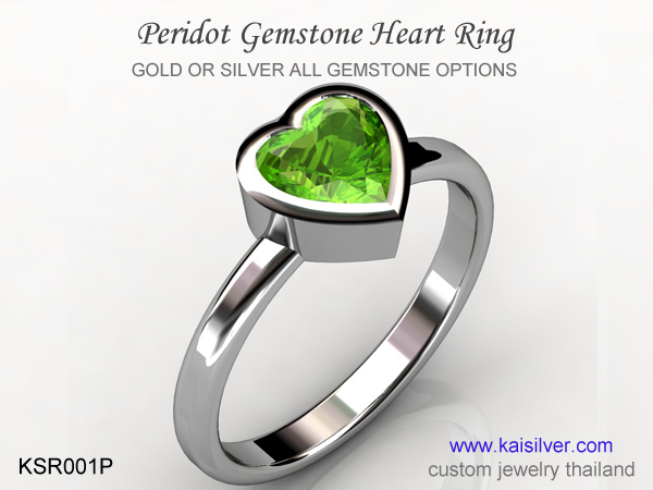 white gold peridot ring