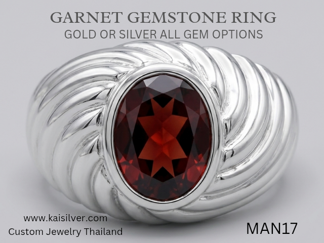 gold or silver garnet ring