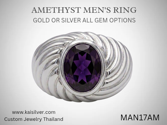 custom made silver ring with amethyst