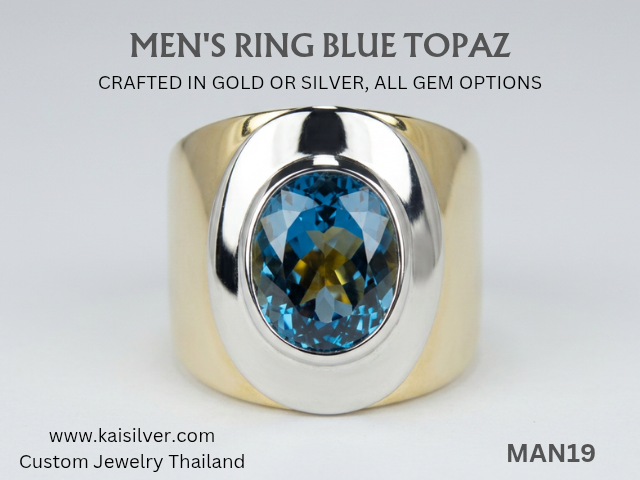 men's rings with gemstone topaz