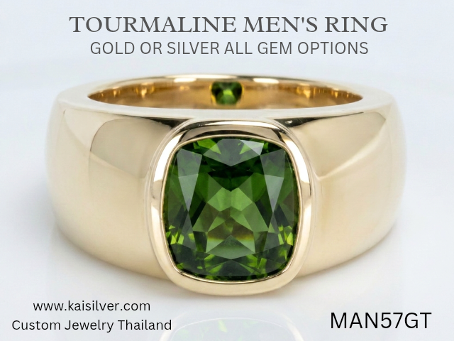 tourmaline men's ring gold or silver