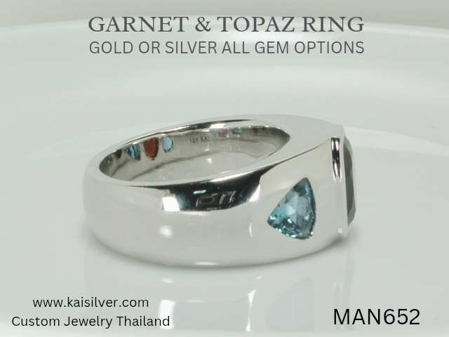 topaz and garnet ring for men